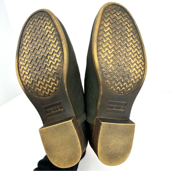 TOMS Deia Forest Suede Leather Perforated Ankle Bootie Size 7 - Picture 11 of 15